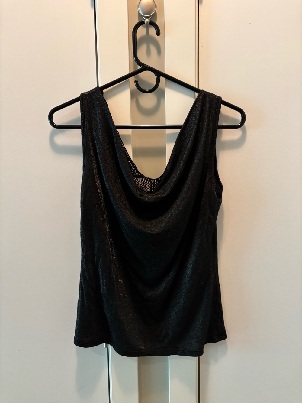 Women’s Black Draped Cowl Neck Tank Top